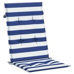 vidaXL Coussins de chaise à dossier haut lot de 4 rayures bleu/blanc