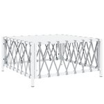 Salon de jardin meuble d'extérieur ensemble de mobilier avec coussins 6 pièces blanc acier 02_0018317