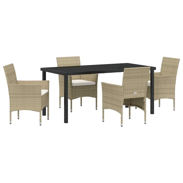 vidaXL Ensemble de salle à manger pour jardin 5 Pièces Beige Poly rotin