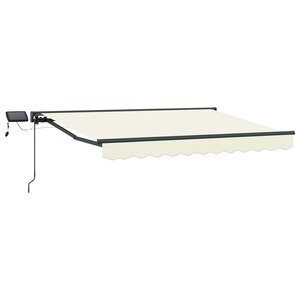 vidaXL Cadre de store manuel avec LEDs Crème et Anthracite 3 x 2 5 m