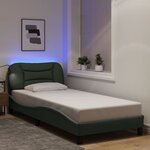 vidaXL Cadre de lit avec LED sans matelas gris foncé 90x190 cm tissu
