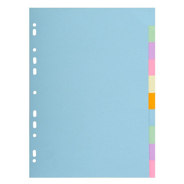 Intercalaires Carte Pastel 170g Forever 10 Positions - A4 - Couleurs Assorties - Exacompta