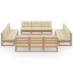vidaXL Salon de jardin 13 Pièces avec coussins Bois de pin massif