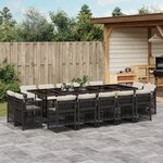 vidaXL Ensemble à manger de jardin 15 Pièces coussins noir résine tressée