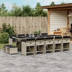 vidaXL Ensemble à manger de jardin et coussins 15 Pièces gris clair rotin