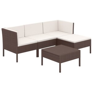 Salon de jardin meuble d'extérieur ensemble de mobilier 5 pièces avec coussins résine tressée marron 02_0016463