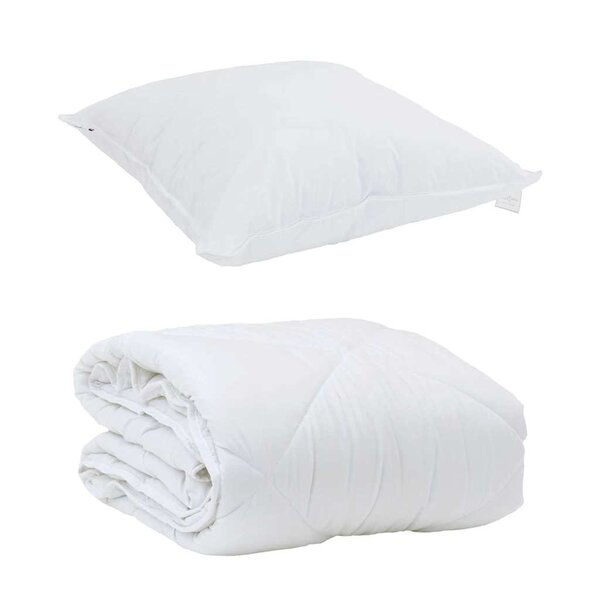 vidaXL Duvet d'été simple avec oreiller 2 Pièces Blanc Microfibre