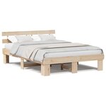 vidaXL Cadre de lit avec tête de lit 160x200 cm Bois massif pin