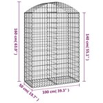 vidaXL Panier de gabions arqué 100x50x140/160 cm Fer galvanisé