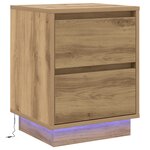 vidaXL Tables de Chevet avec Lumières LED 2 Pièces Chêne 39x34.5x50 cm