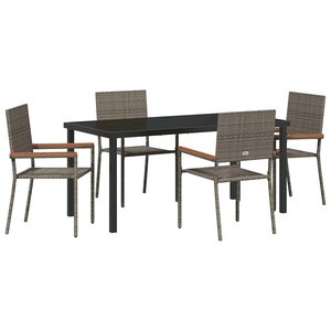 vidaXL Ensemble de salle à manger pour jardin 5 Pièces Gris polyrotin