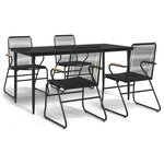 vidaXL Ensemble à manger de jardin 5 Pièces Noir Rotin PVC
