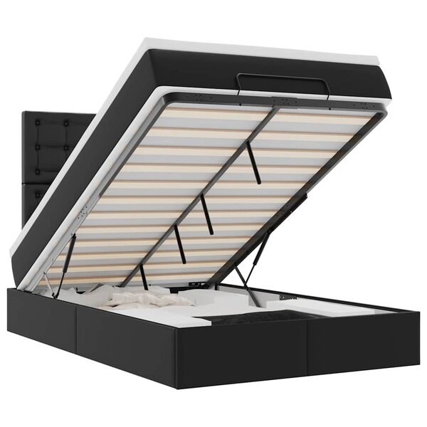 vidaXL Cadre de lit ottoman avec matelas noir 120x190 cm similicuir