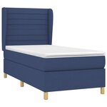 vidaXL Sommier à lattes de lit avec matelas Bleu 90x200 cm Tissu