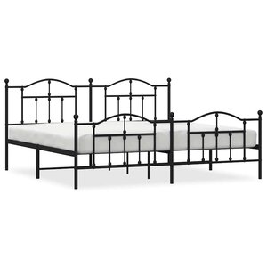 vidaXL Cadre de lit métal sans matelas avec pied de lit noir 193x203cm