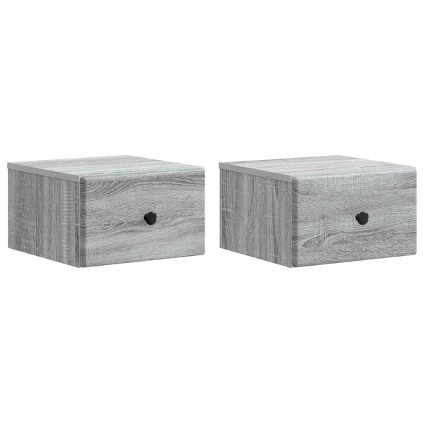 vidaXL Cabinet de chevet mural 2 Pièces Sonoma gris 34 5 x 33 x 20 cm