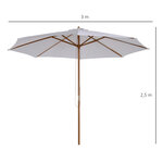 Parasol droit en bois polyester haute densité protection solaire Ø 3 x 2 5 m crème