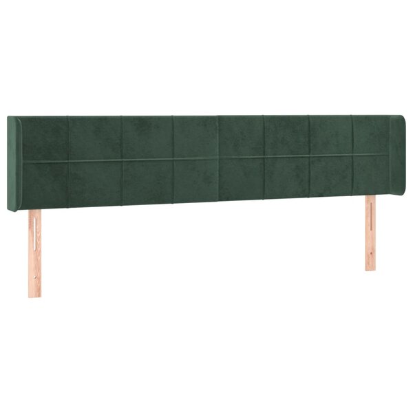 vidaXL Tête de lit avec oreilles Vert foncé 183x16x78/88 cm Velours