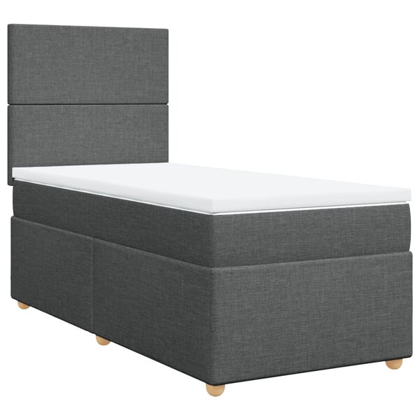 vidaXL Sommier à lattes de lit avec matelas Gris foncé 100x200cm Tissu