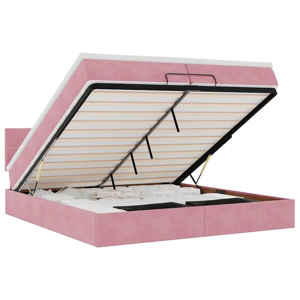 vidaXL Cadre de lit ottoman avec matelas rose 200x200 cm velours