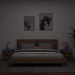 vidaXL Tables de chevet murales avec lumières LED 2 Pièces chêne fumé