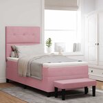 vidaXL Lit à ressorts avec matelas Rose 90 x 190 cm Velours