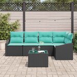 vidaXL Ensemble de Canapés avec coussin 6 Pièces Noir polyrotin