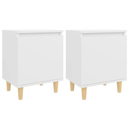 vidaXL Tables de chevet avec pieds en bois 2 Pièces Blanc 40x30x50 cm