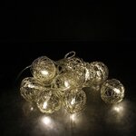 Guirlande lumineuse sphère filaire en métal 10 leds argent