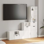 vidaXL Meubles TV 4 Pièces avec rangement ODDA blanc bois de pin massif