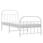 vidaXL Cadre de lit métal sans matelas avec pied de lit blanc 90x190cm