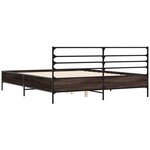 vidaXL Cadre de lit chêne fumé 150x200 cm bois d'ingénierie et métal