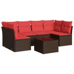 vidaXL Salon de jardin avec coussins 7 Pièces marron résine tressée