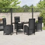 vidaXL Ensemble de salle à manger pour jardin 5 Pièces Noir Poly rotin