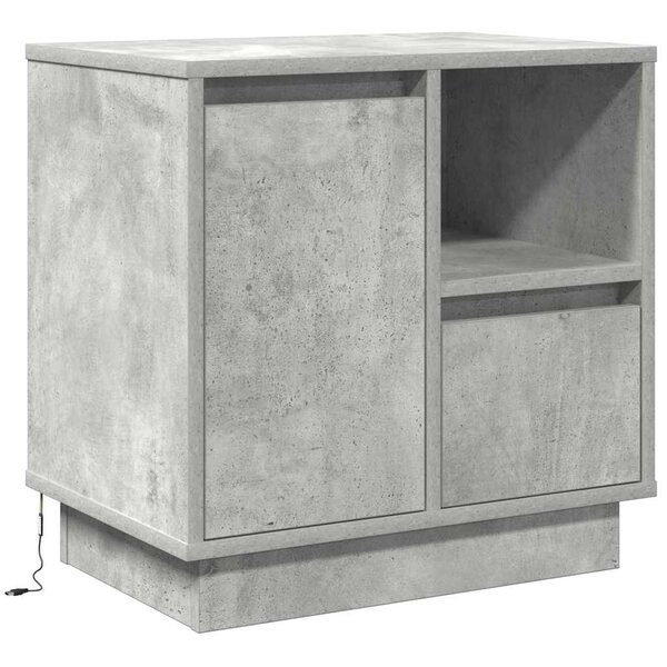 vidaXL Cabinet de chevet avec tiroir Gris béton 50 x 34.5 x 50 cm.
