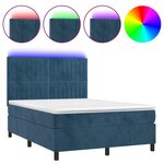 vidaXL Sommier à lattes de lit avec matelas LED Bleu foncé 140x190 cm