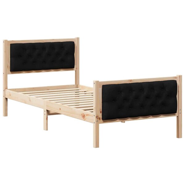 vidaXL Cadre de lit avec tête de lit Noir 90 x 190 cm Pin massif