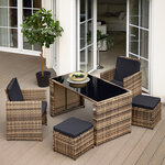 Tectake salon de jardin en résine tressée palerme 4 places - gris clair/gris foncé