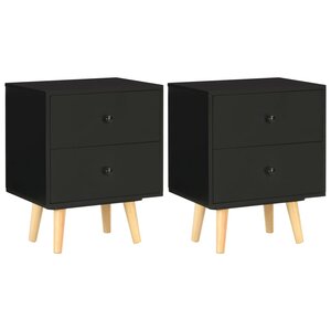 vidaXL Tables de chevet 2 Pièces Noir 40 x 30 x 50 cm Pin massif