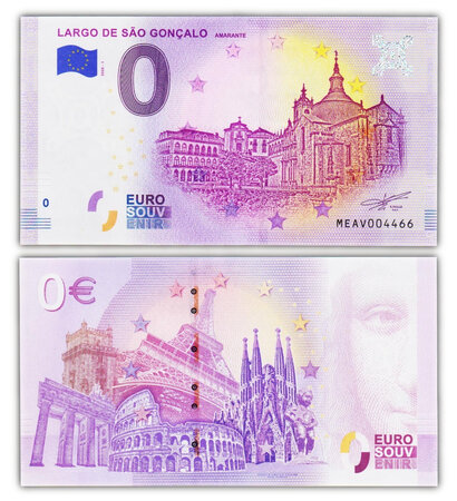 Billet de Collection 0 Euro souvenir 2020 Largo de Sao Goncalo - Portugal - Neuf - Numéro de série aléatoire