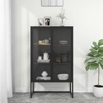vidaXL Buffet haut Noir 80x35x135 cm Acier et verre trempé