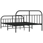 vidaXL Cadre de lit métal sans matelas avec pied de lit noir 140x190cm