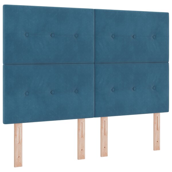 Lit Box Spring vidaXL avec Matelas Bleu Foncé 160x200 cm Velours