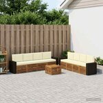 vidaXL Ensembles de canapés avec coussin 9 Pièces Bois d'Acacia Massif