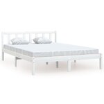 vidaXL Cadre de lit Blanc Bois de pin massif 135x190 cm Double