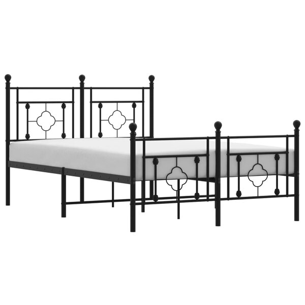 vidaXL Cadre de lit métal sans matelas avec pied de lit noir 120x190cm
