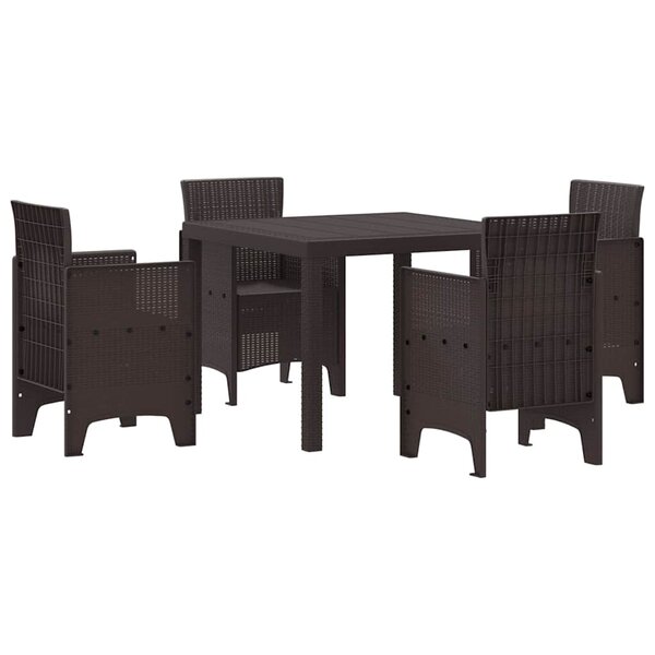 vidaXL Ensemble de salle à manger pour jardin 5 Pièces Marron Rattan Polt