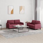 vidaXL Ensemble de canapés 2 Pièces avec coussins Rouge bordeaux Tissu