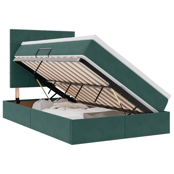 vidaXL Lit avec rangement et LED Vert foncé 120 x 200 cm Velours