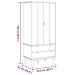 vidaXL Armoire OTTA Noir 76 5 x 53 x 172 cm Bois de pin massif